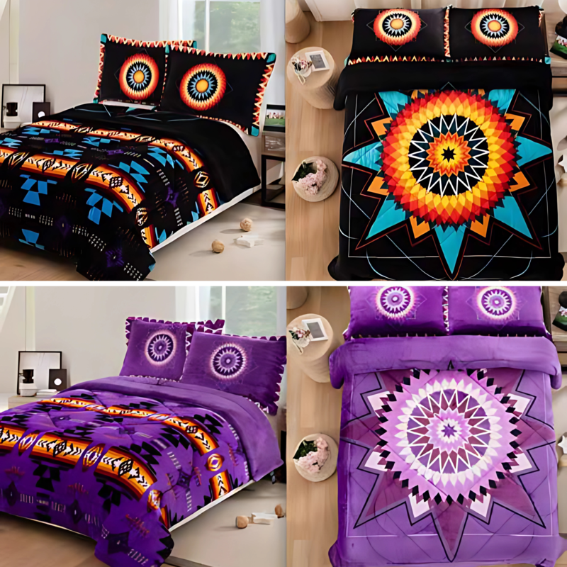 Blanket Reversible 3 Pc Queen Star/Navajo [0266]