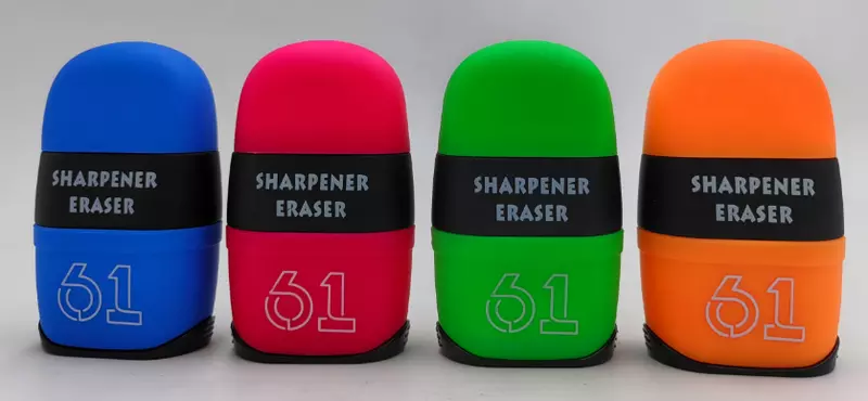 eraser and double sharpener combo
with soft touch