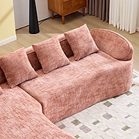 Pink L-Shape Chenille Sofa