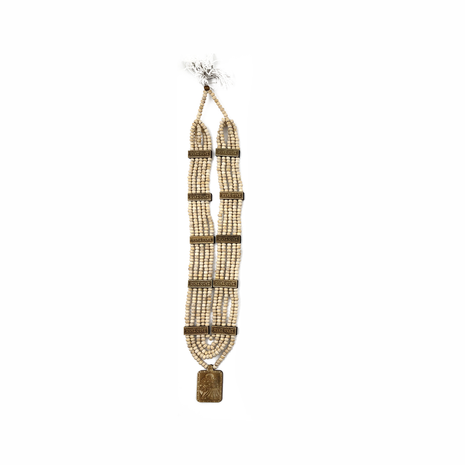 Mala 5-Strand with Squire-Shaped Radha Krishna Pendant (Natural Color)