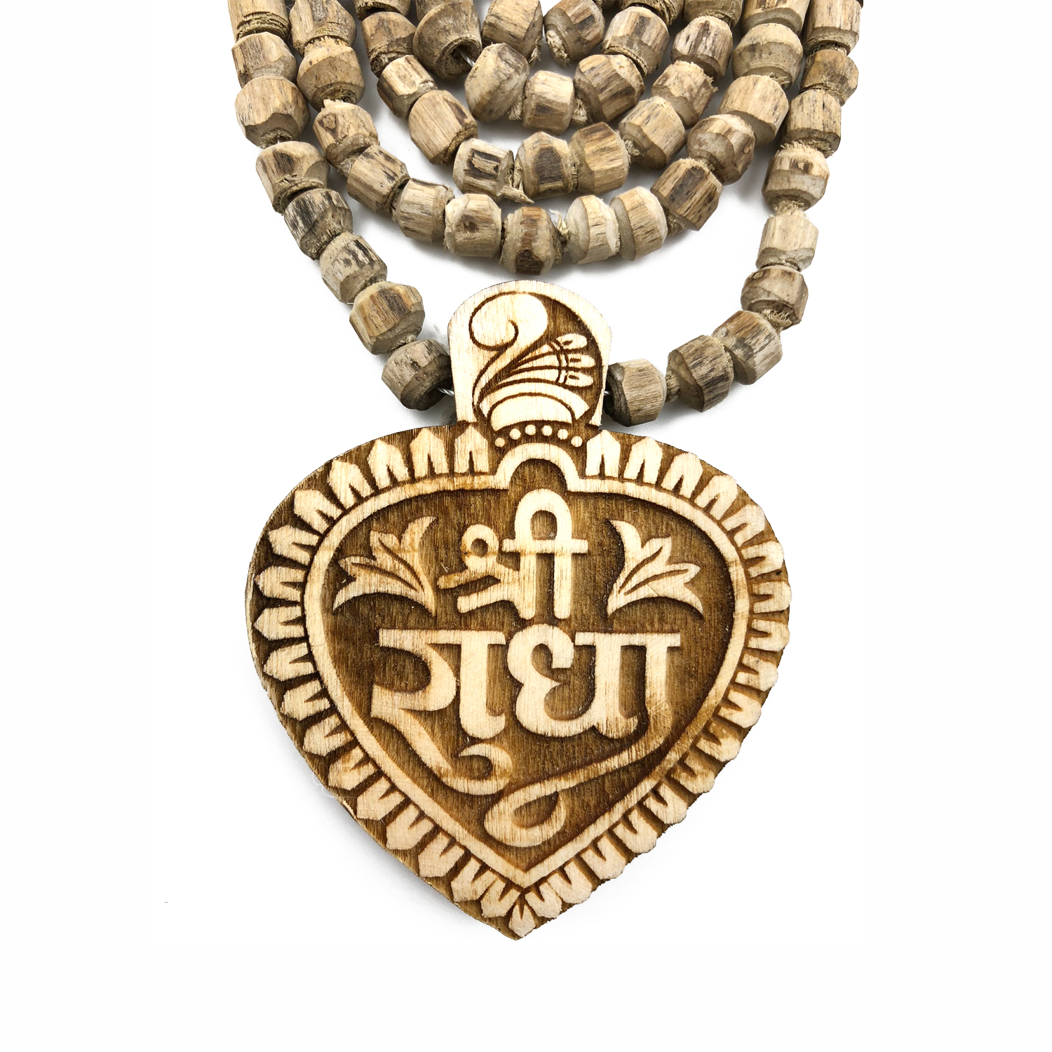 Original Tulsi Mala 5-Strand with Heart-Shaped Shri Radha Pendant