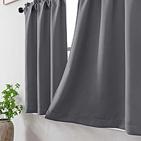 Patin Solid Thermal Window Curtains 2 Panels, Dual Rod Pocket