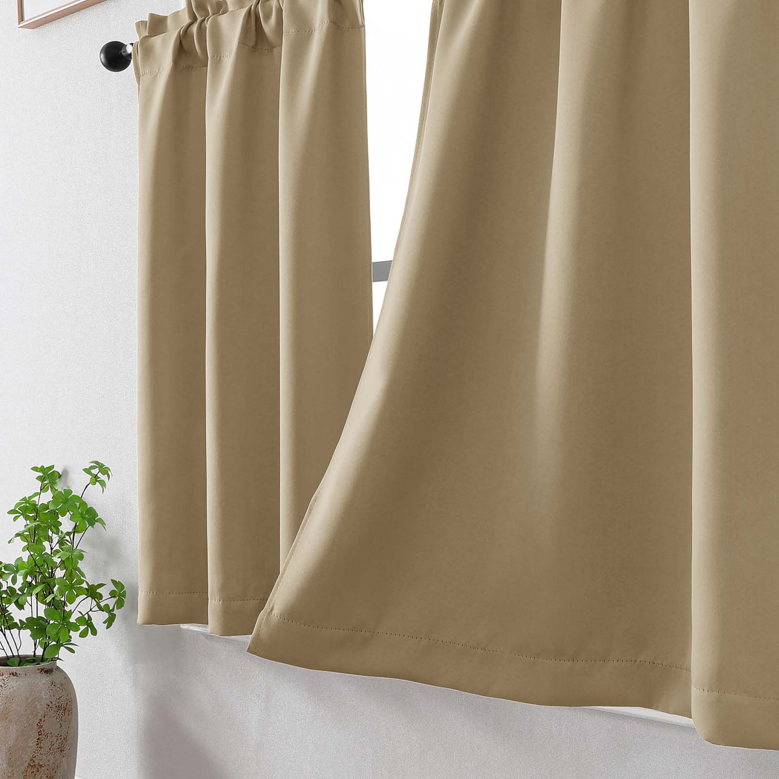 Patin Solid Thermal Window Curtains 2 Panels, Dual Rod Pocket
