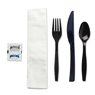 Cutlery kit 6 medium weight 250/case, black