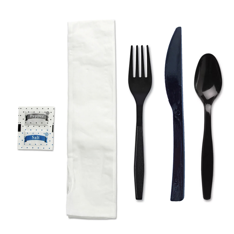Cutlery kit 6 medium weight 250/case, black