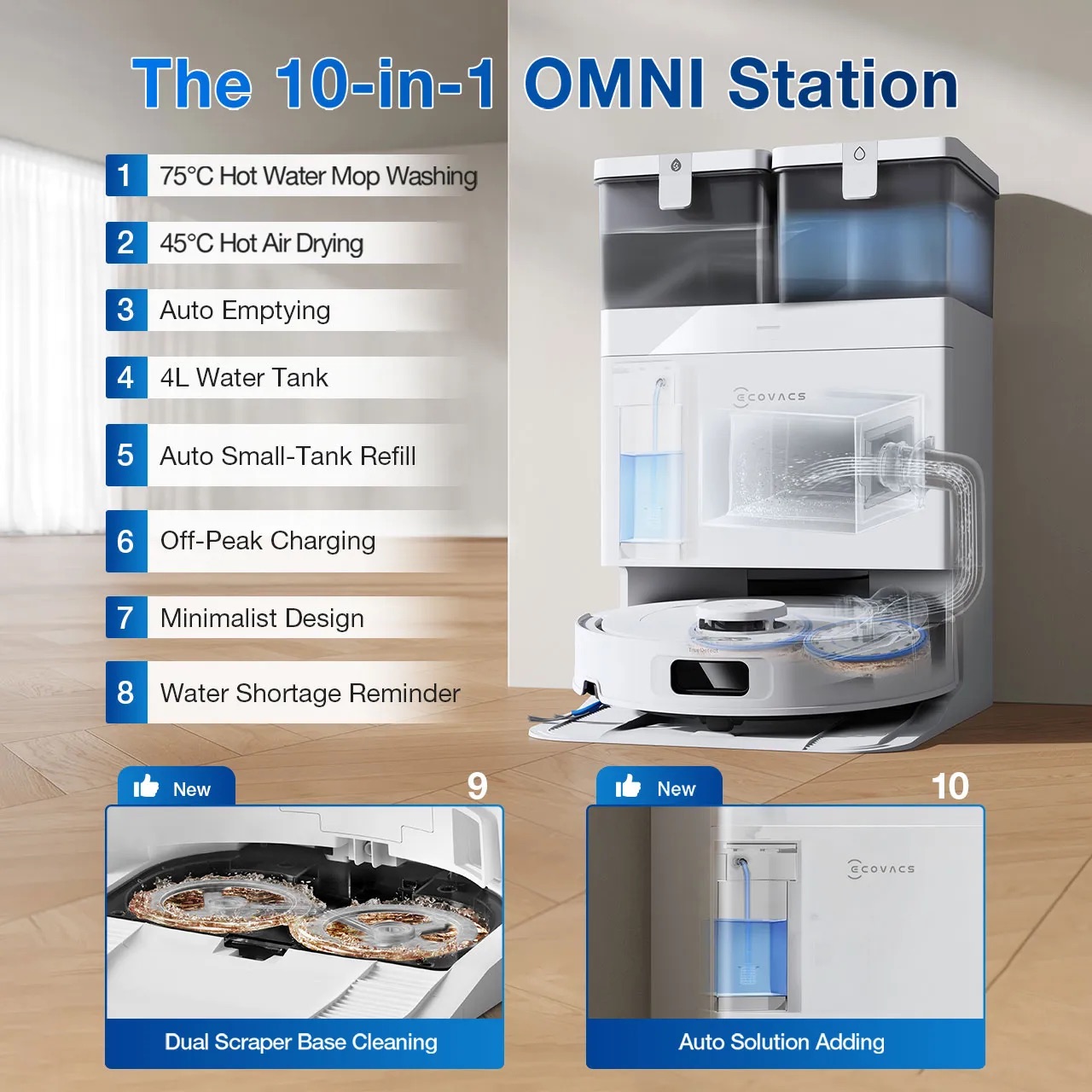 DEEBOT T30C OMNI Robot Vacuum Cleaner - OMNI Station, 20,000Pa Suction, 180min Runtime - UNBOXED DEAL