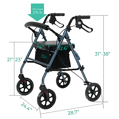 RollaFlex 8''Adjustable Seat Rollator 032BL RollaFlex 8''Adjustable Seat Rollator 032BL