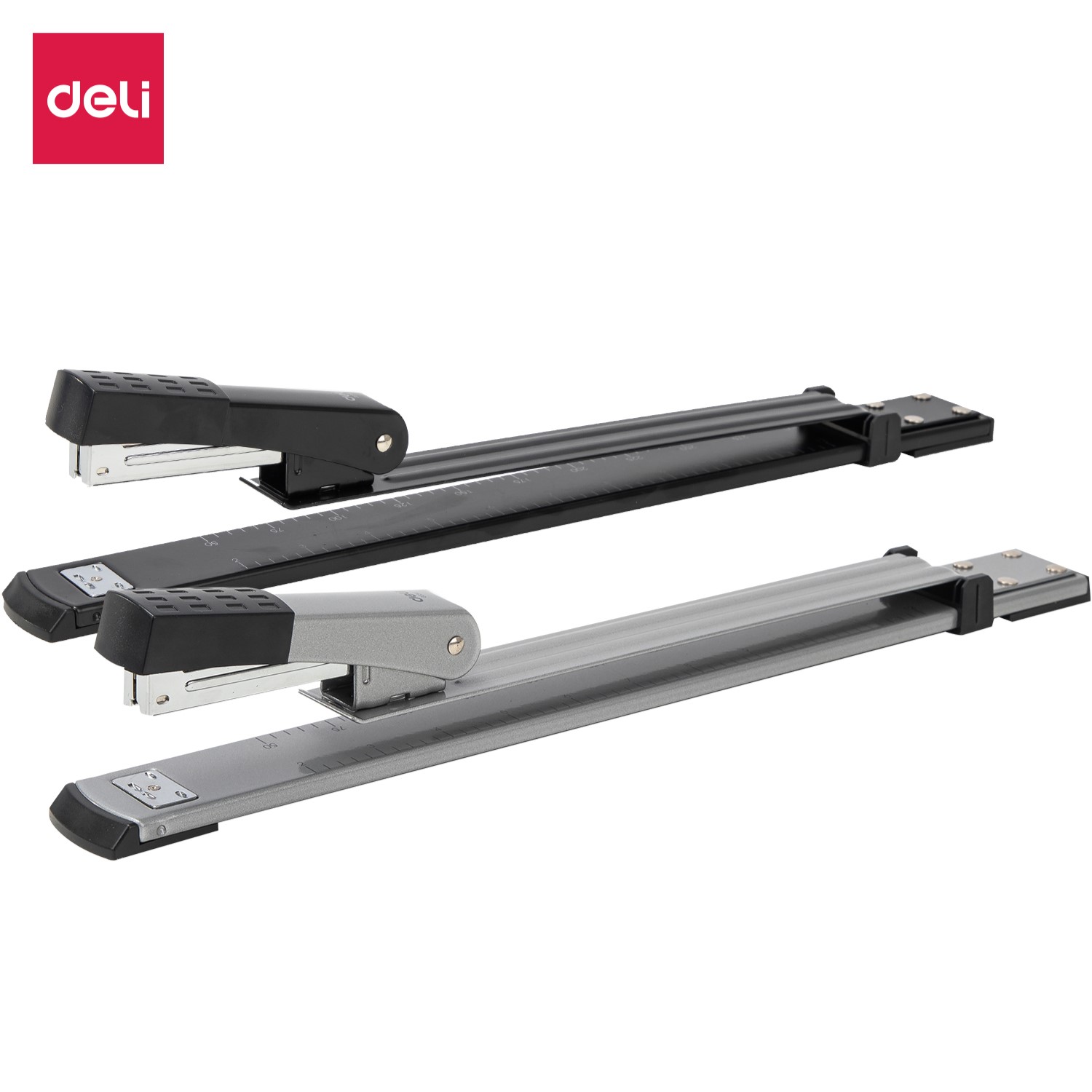 DELI 0334 LONG-ARM STAPLER BLACK/SILVER