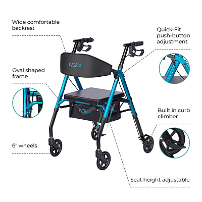RollaGo 6" Wide Back Aluminum Rollator 033CB