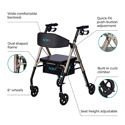 RollaGo 6" Wide Back Aluminum Rollator 033CH