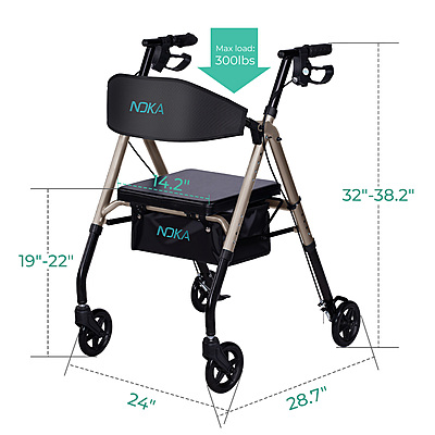 RollaGo 6" Wide Back Aluminum Rollator 033CH