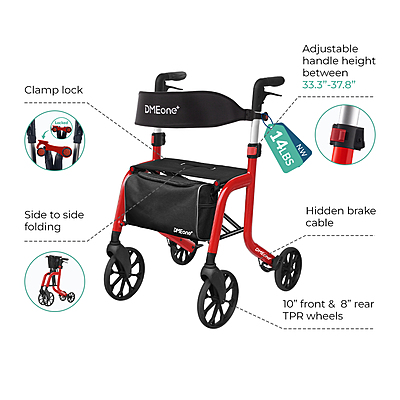 Samba Side-Folding Aluminum Rollator 035RD