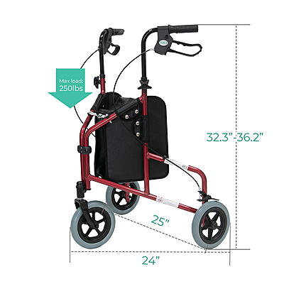 037RD Ultra Lightweight 3-Wheel Rollator