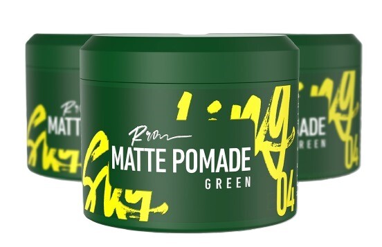 Roqvel Matte Pomade Green 04 with matte hold and floral apple scent Roqvel Matte Pomade Green 04 with matte hold and floral apple scent