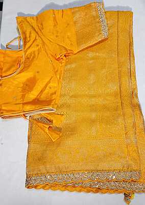 J318: Ready To Ship Beautiful Banarasi Kadhi Georgette Saree With Stitched Blouse