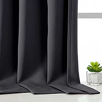Patin Solid Thermal Window Curtains 2 Panels, Dual Rod Pocket