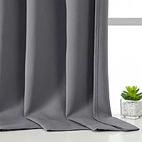 Patin Solid Thermal Window Curtains 2 Panels, Dual Rod Pocket