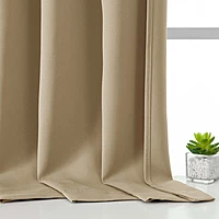 Patin Solid Thermal Window Curtains 2 Panels, Dual Rod Pocket