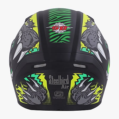 STEELBIRD SBA-21 RAPTOR PANTHA GLOSSY BLACK/NEON GREEN C/V 600 MM (L) (LONG CHEEKPAD)