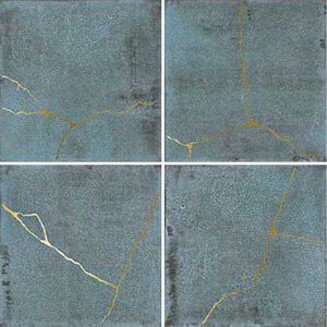 Faianta WOW, ENSO KINTSUGI BLUE 12.5X12.5