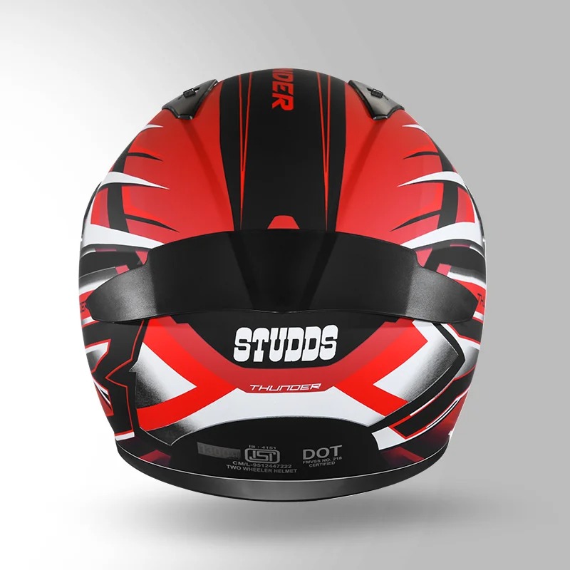 THUNDER D6 MATT BLACK/RED N4 GREY C/V (XL) WITH SPOILER AND MIRROR VISOR