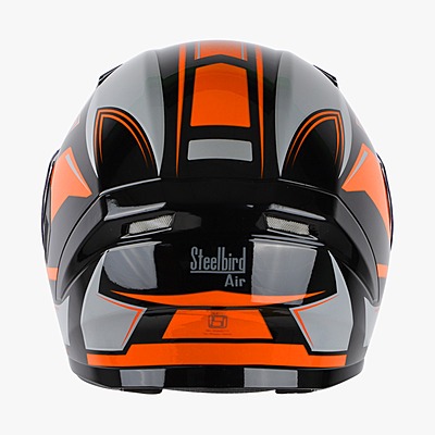 STEELBIRD SBA-21 ISS AIR CARBON GLOSSY BLACK/ORANGE C/V (M)