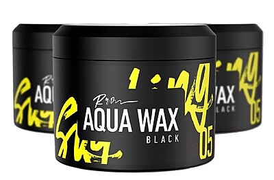 Roqvel Aqua Wax 05 Aqua Black hair wax with strong hold, shine, and masculine scent