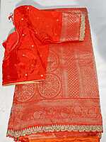 J319: Ready To Ship Beautiful Banarasi Kadhi Georgette  Saree With Stitched Blouse