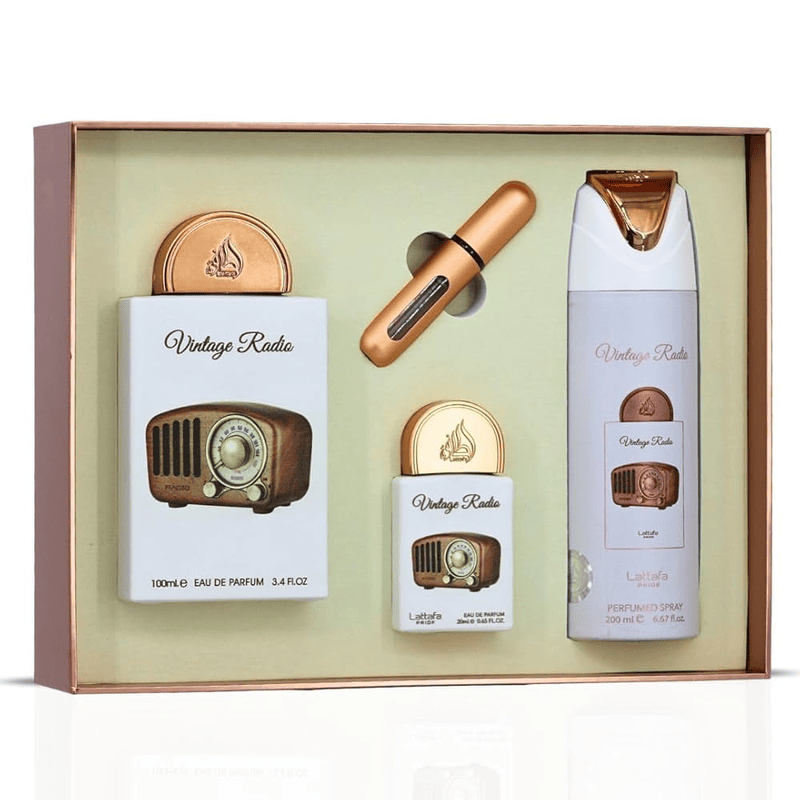 LATTAFA PRIDE VINTAGE RADIO EDP 100ML 3 PEICE GIFT SET