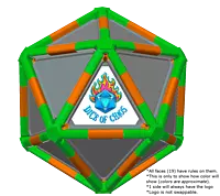 Full Dice - Table Tennis-LimeGreen-DarkOrange-LightSlateGray