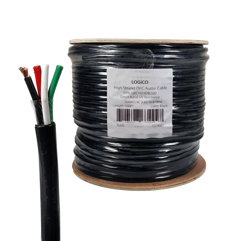 Speaker Wire 16/4 BC/OFC Outdoor/DB/UV Resistant 500FT Black Speaker Wire 16/4 BC/OFC Outdoor/DB/UV Resistant 500FT Black