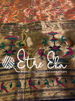 Banarasi Paithani Saree-Handwoven- Navy Blue & Gold Zari Weave