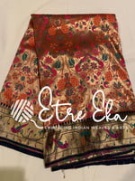 Banarasi Paithani Saree-Handwoven- Navy Blue & Gold Zari Weave