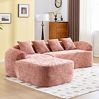 Pink L-Shape Chenille Sofa