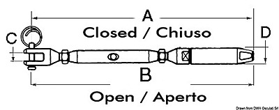Turnbuckle for lifeline ends, cables 5/6 mm