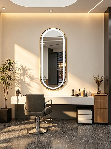 Gold frame with LED flat mirror (31.5*71 INCH)
