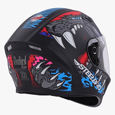 STEELBIRD SBA-21 RAPTOR PANTHA GLOSSY BLACK/RED BLUE C/V 580 MM (M)