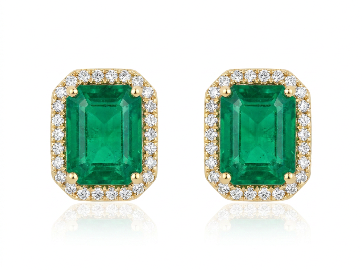 14K RECT EME CON DI 3.90CT EME  0.20CT DI