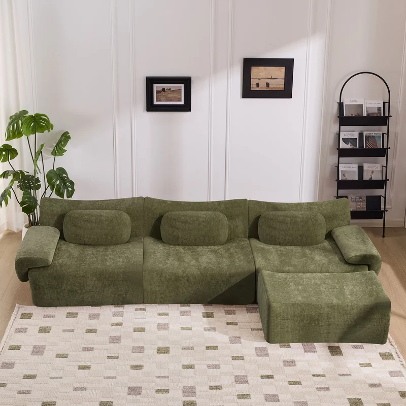 Modular Chenille Sofa Set with Armchair