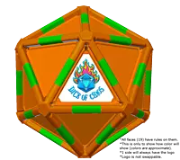 Full Dice - Disc Golf-DarkOrange-LimeGreen-DarkOrange