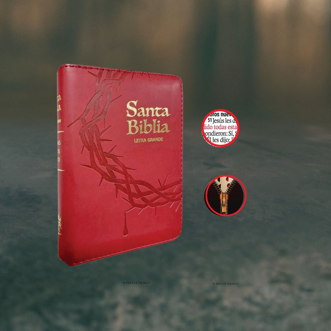 Biblia de Bolsillo Roja / Imitación Piel / Letra Pequeña de 9 - Caja de 35 unidades