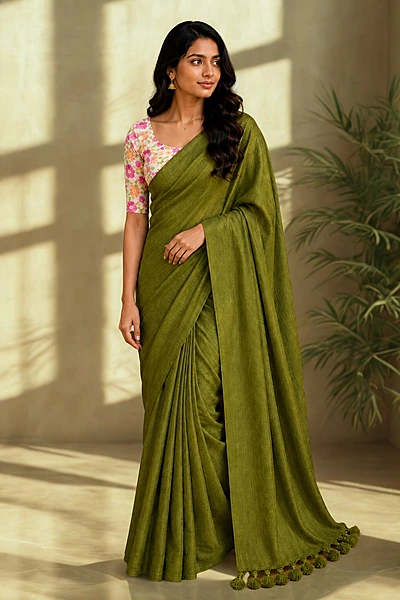 Khadi linen with seperate Blouse 1