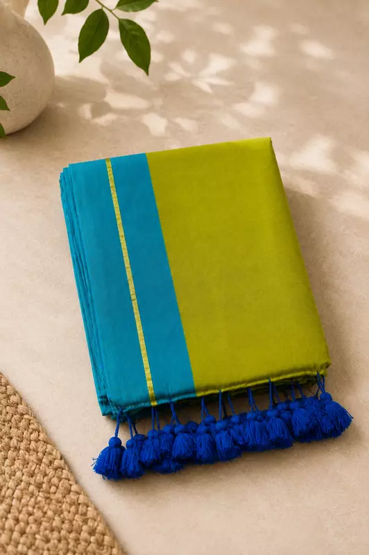 Mul cotton Green with Blue