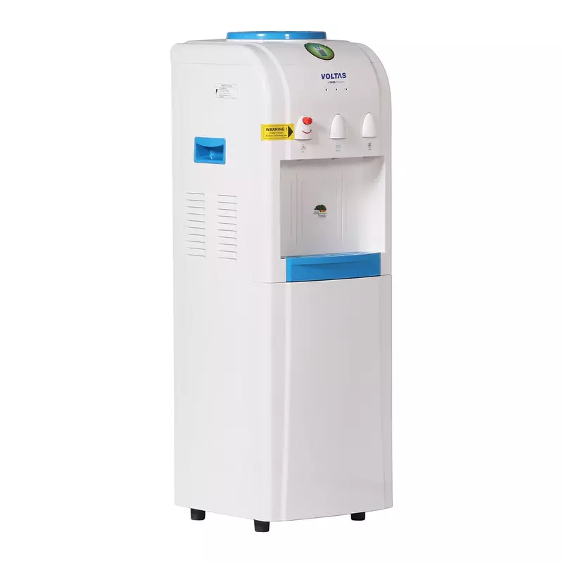 Front view of the Voltas Minimagic Pure F, highlighting its soft aesthetic design and three taps.