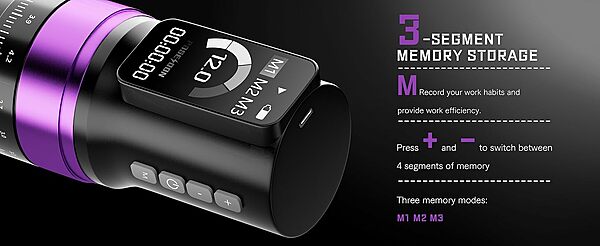POSEIDON Purple Wireless Tattoo Pen – OLED Display, Smart Memory POSEIDON Purple Wireless Tattoo Pen – OLED Display, Smart Memory
