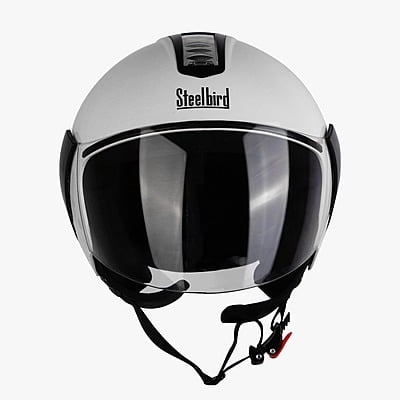 STEELBIRD SBH-5 TRIPLE NINE GLOSSY WHITE C/V 580 MM