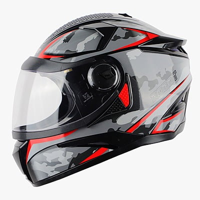 STEELBIRD SBH-17 ROBOT CAMO MATT BLACK/RED C/V (L)