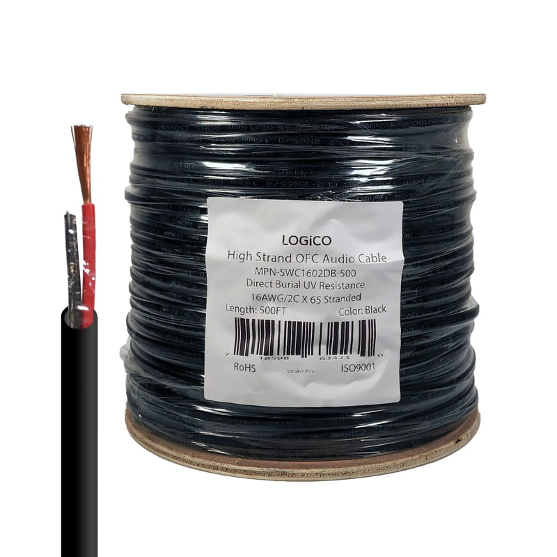Speaker Wire 16/2 BC/OFC Outdoor/DB/UV Resistant 500FT Black Speaker Wire 16/2 BC/OFC Outdoor/DB/UV Resistant 500FT Black