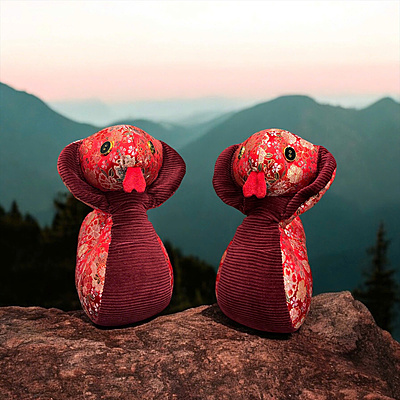 Rắn Cute Mẹ - Thủ Công Nhồi Bông, Vải Gấm Rắn Cute Mẹ - Thủ Công Nhồi Bông, Vải Gấm