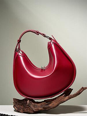 CRESCENT BAG WINE RED